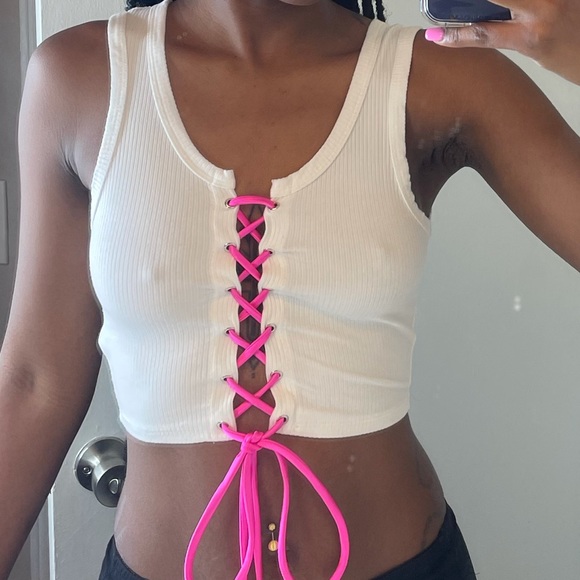 Pink String Crop Top - Picture 2 of 2